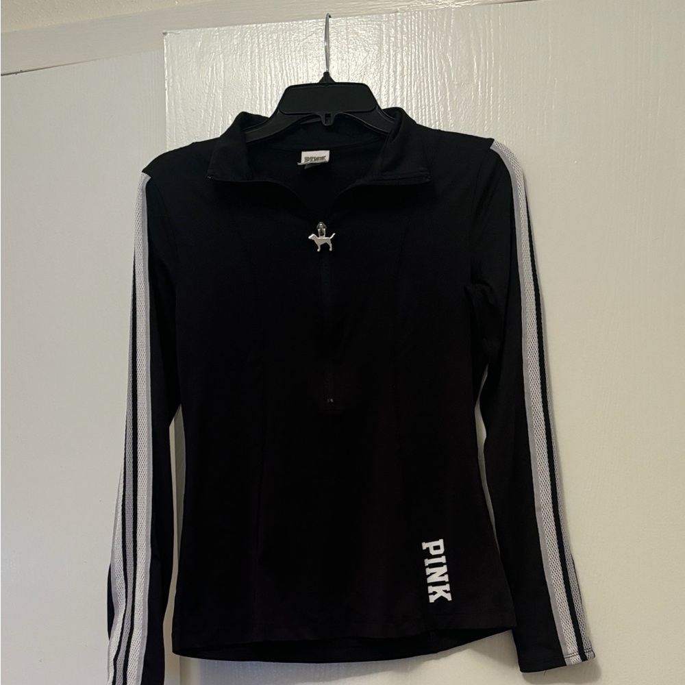 PINK Victoria's Secret Black and White Zip-Up Sweatshirt